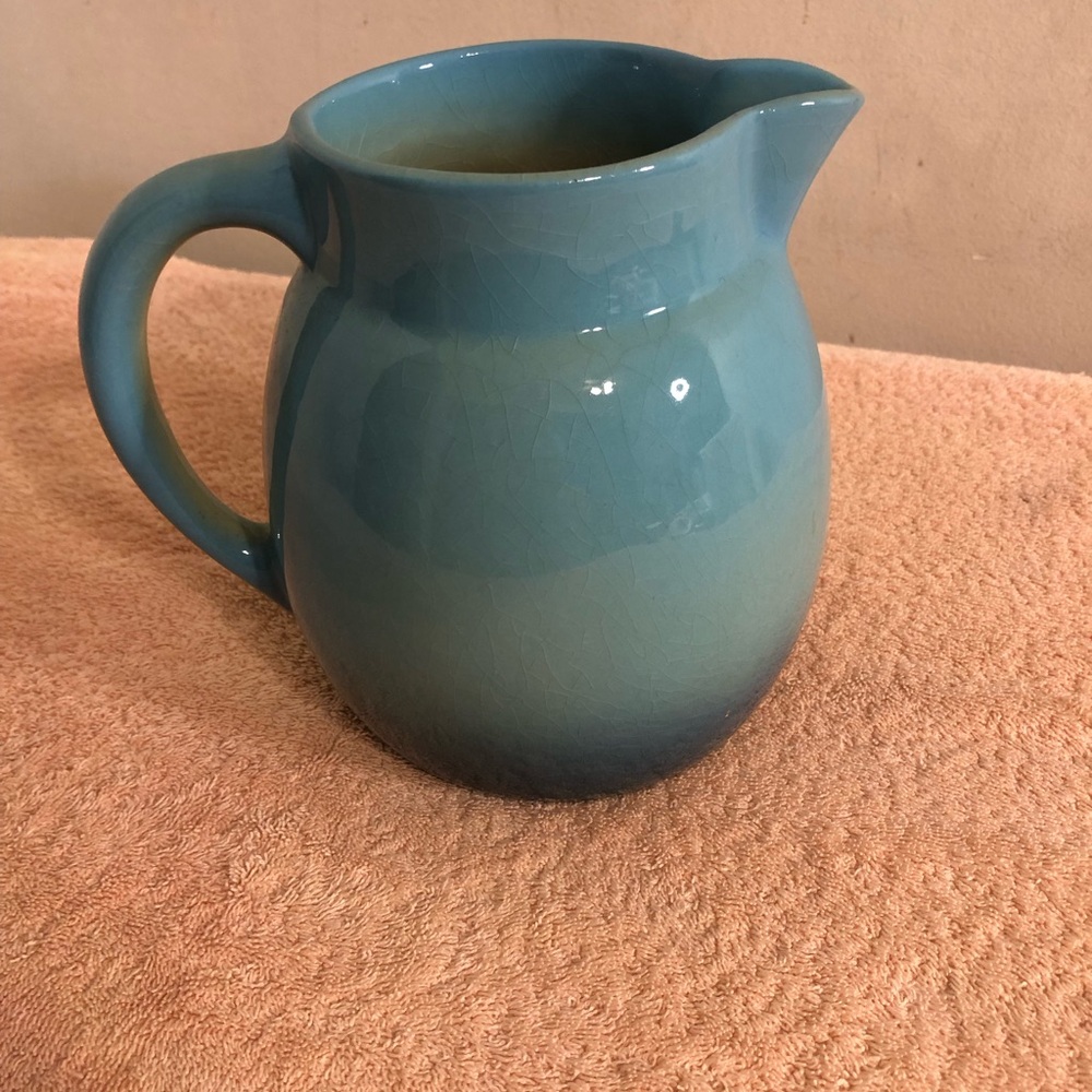 Vintage Hull Pottery Blue Two Tone Pitcher 6 3/4” Tall